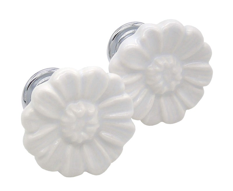 Tecrio 6PCS Vintage Floral Daisy Ceramic Dresser Drawer Knobs Elegant Cabinet Cupboard Door Hardware Pull Handles w/Screws White - Image 4